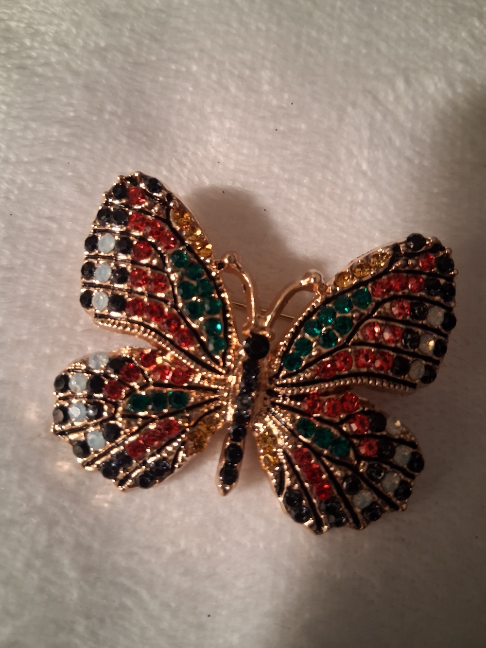 Gold-Tone Multicolor Crystal Butterfly Brooch - Women's Jewelry